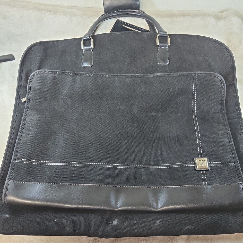 Vintage Diane von Furstenberg DVF Black Garment Travel Bag Suit Luggage Contrast